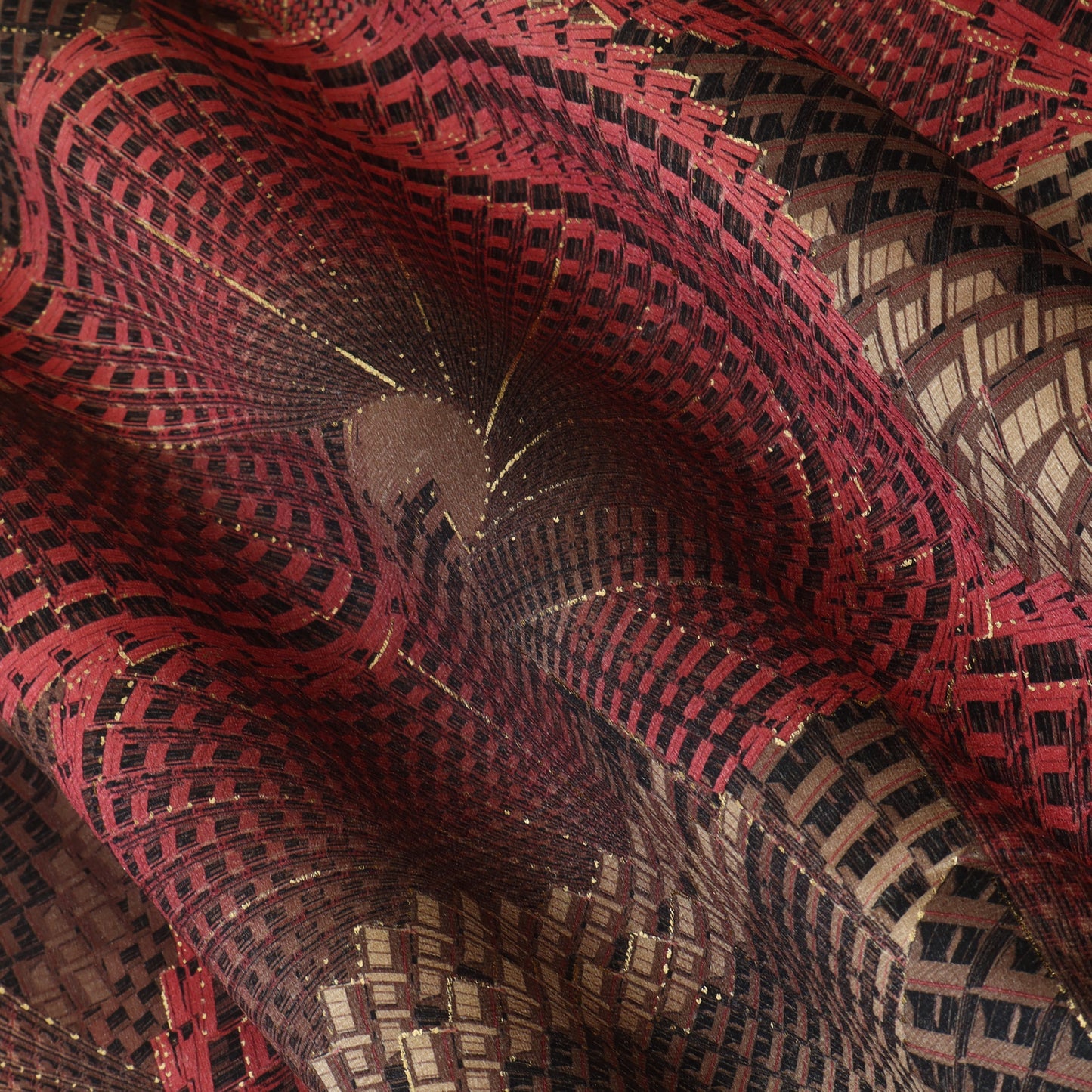 Blue, Gold And Maroon Color Brasso Velvet Fabric