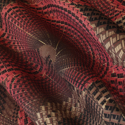 Blue, Gold And Maroon Color Brasso Velvet Fabric