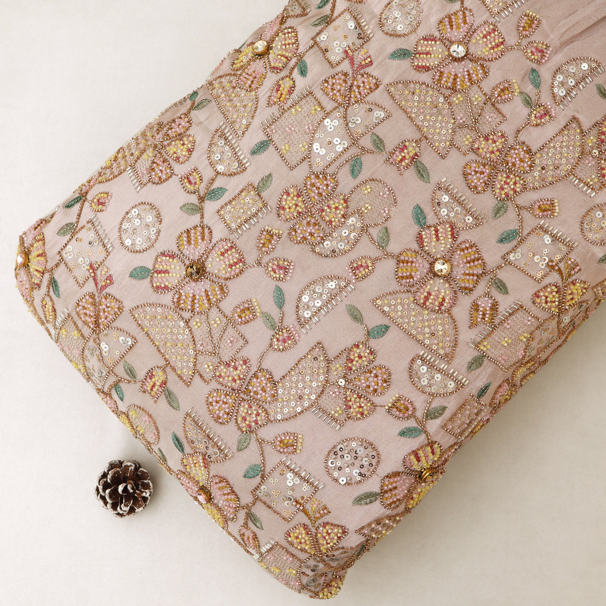 Floral Sequins Tissue Embroidery Fabric