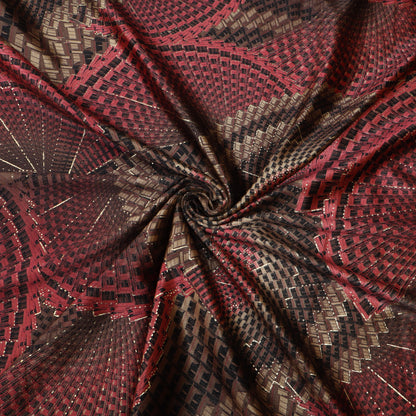 Blue, Gold And Maroon Color Brasso Velvet Fabric