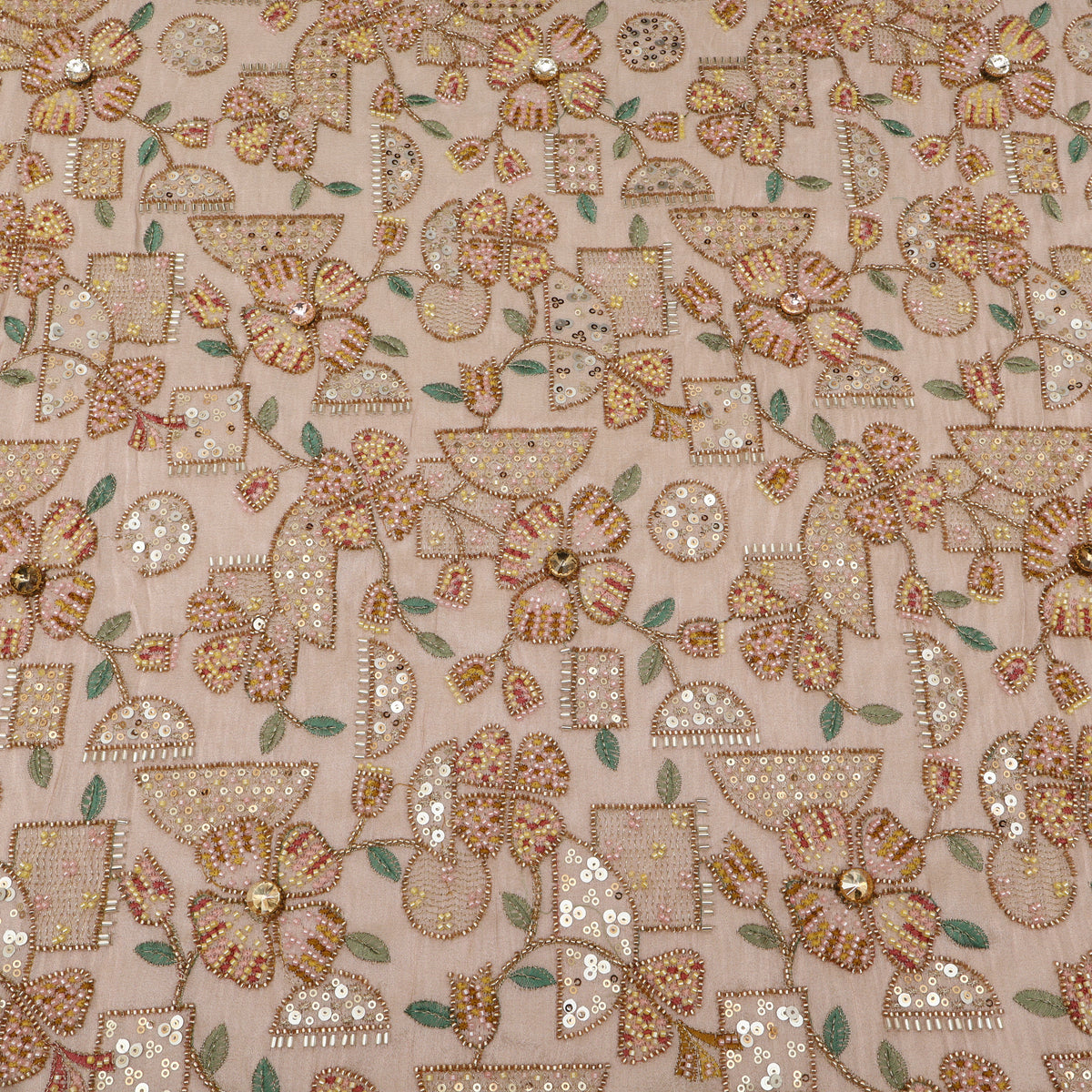 Floral Sequins Tissue Embroidery Fabric