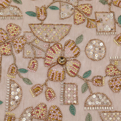 Floral Sequins Tissue Embroidery Fabric