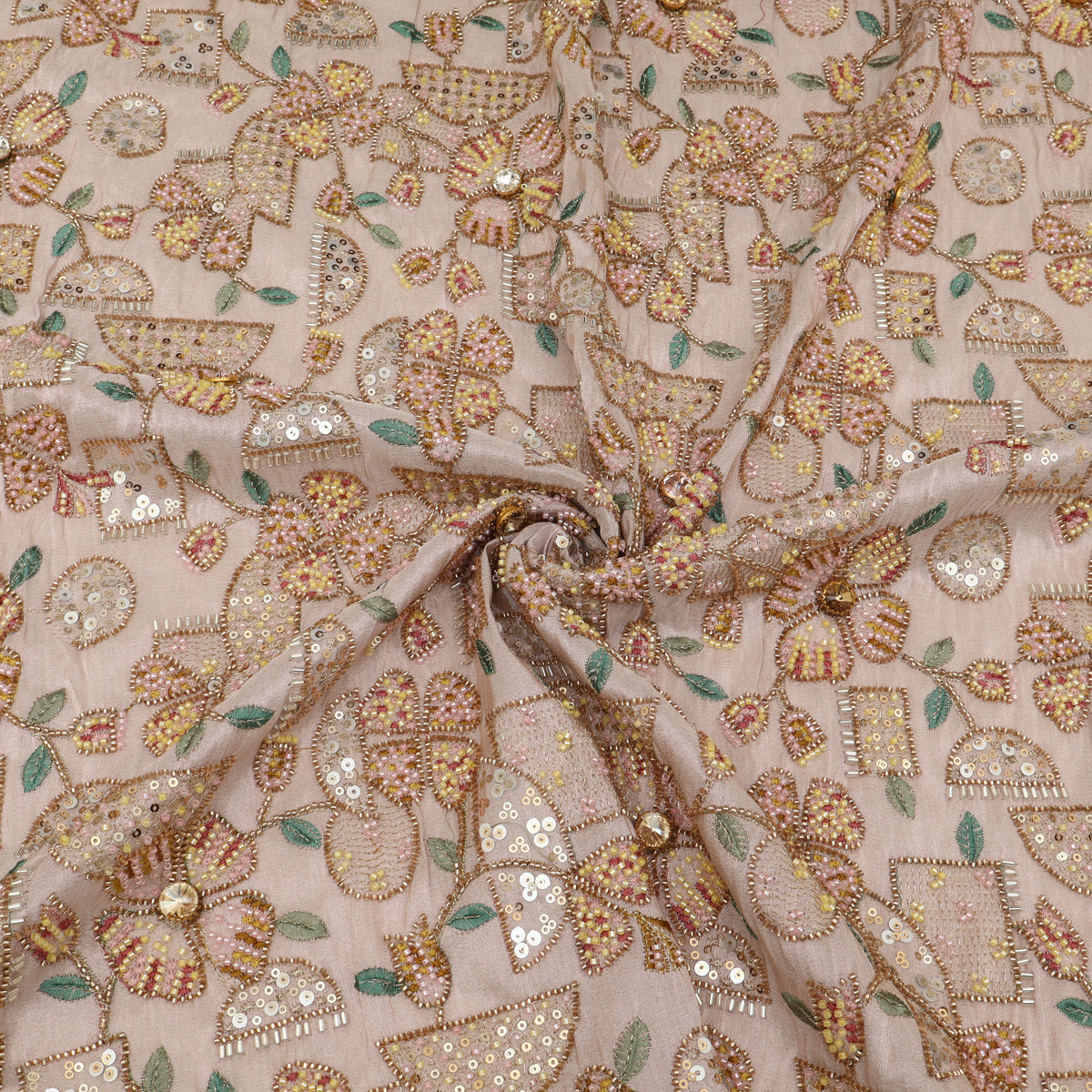 Floral Sequins Tissue Embroidery Fabric