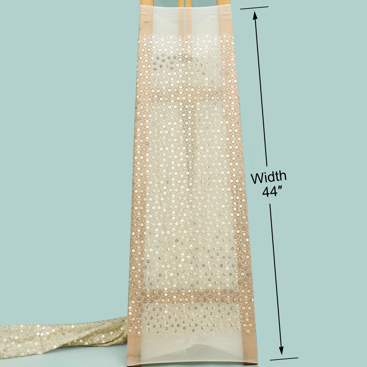 White Color Sequins Georgette Embroidery Fabric