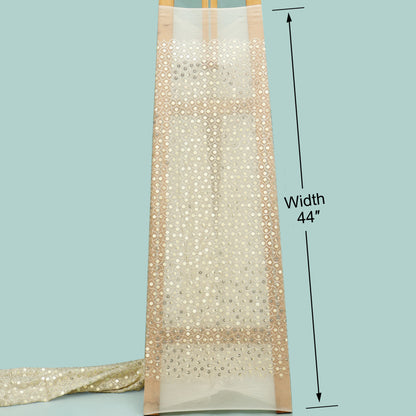White Color Sequins Georgette Embroidery Fabric