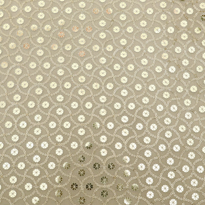 White Color Sequins Georgette Embroidery Fabric
