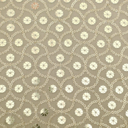 White Color Sequins Georgette Embroidery Fabric