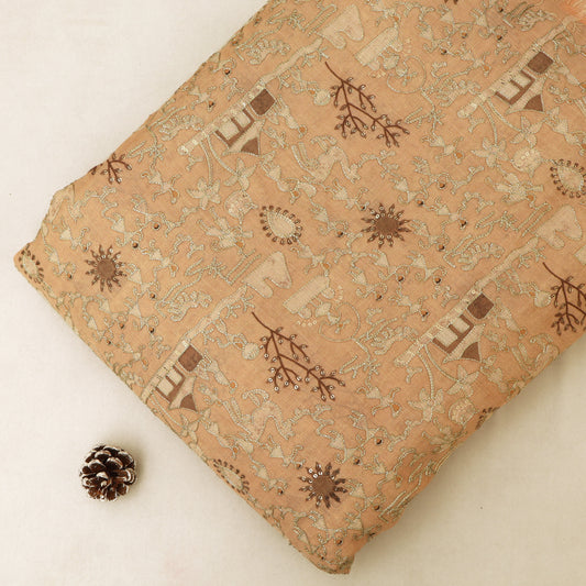 Linen Tissue Postion Print Embroidery Fabric