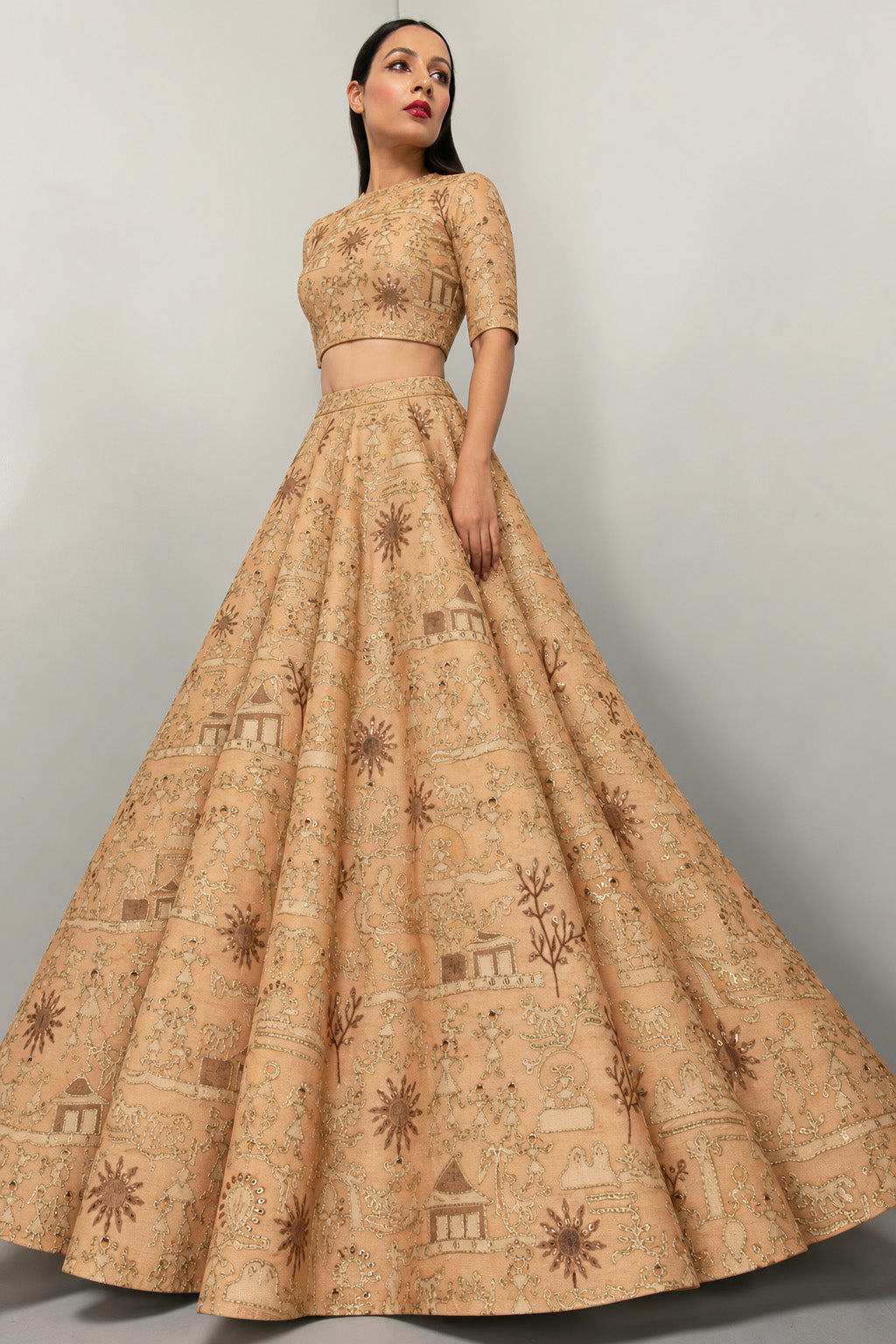 Linen Tissue Postion Print Embroidery Fabric