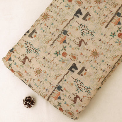 Linen Tissue Postion Print Embroidery Fabric