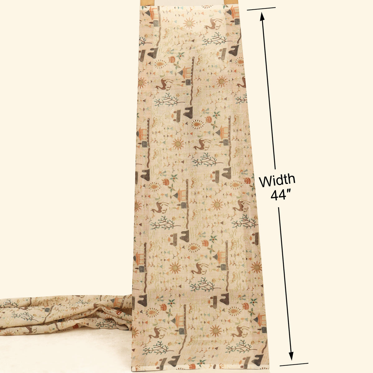 Linen Tissue Postion Print Embroidery Fabric