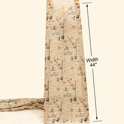 Linen Tissue Postion Print Embroidery Fabric