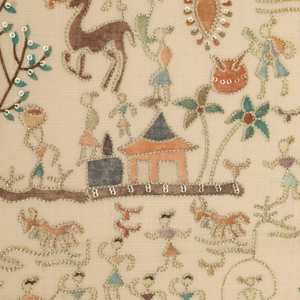 Linen Tissue Postion Print Embroidery Fabric