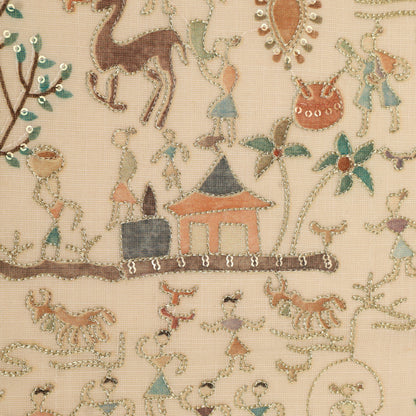 Linen Tissue Postion Print Embroidery Fabric