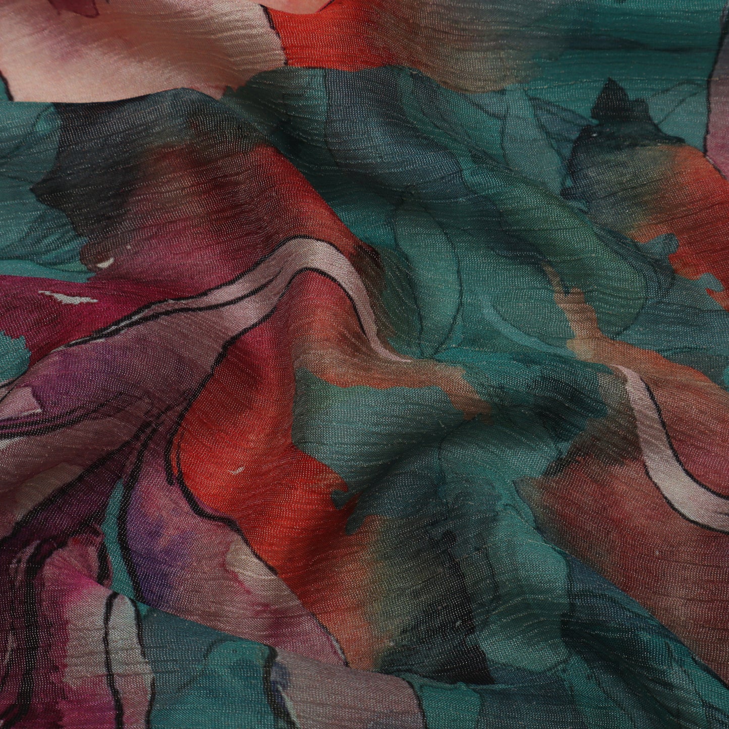 Multi-Color Chinon Crush Print Fabric