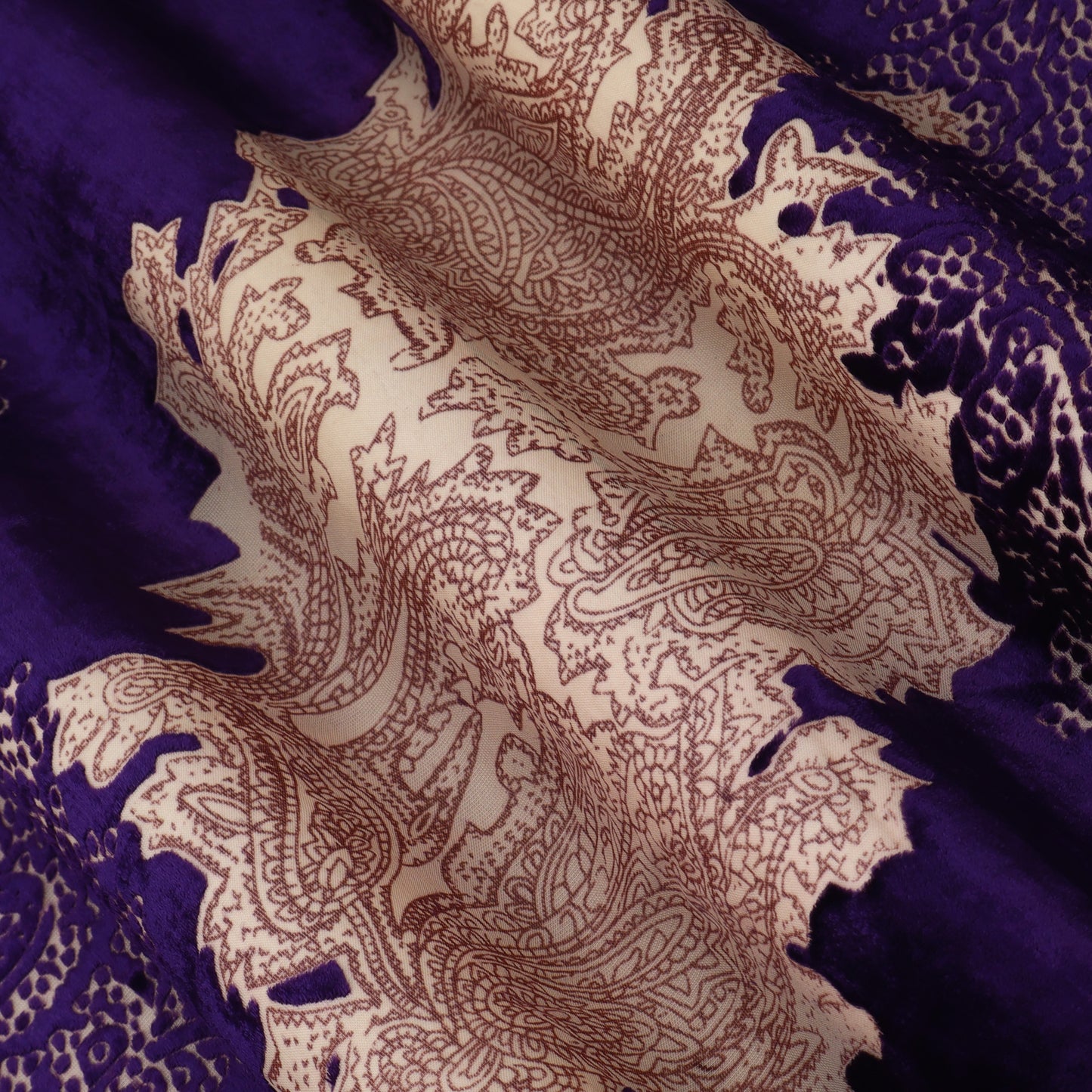 Brasso Velvet Fabric Dark Blue And Dark Purple