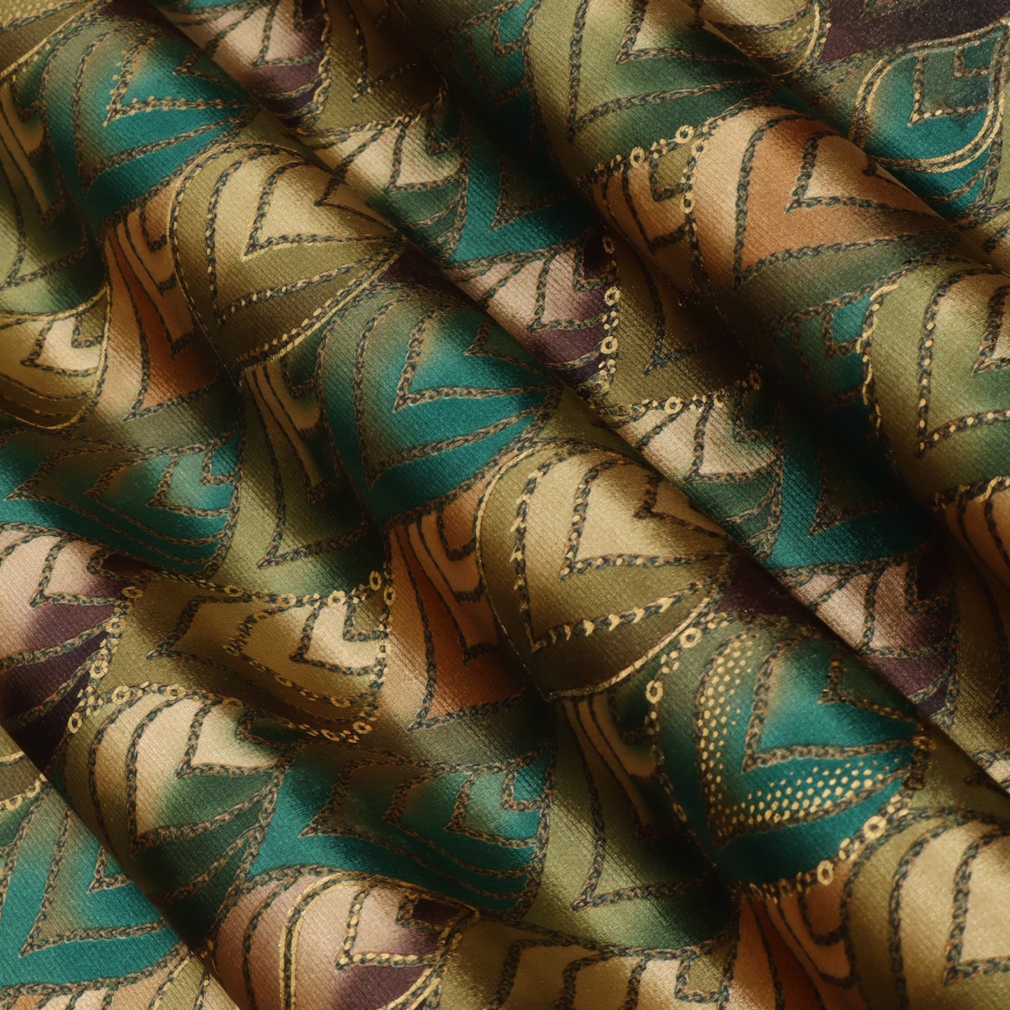 Leaves Design Brasso Velvet Fabric