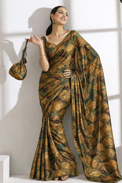 Leaves Design Brasso Velvet Fabric