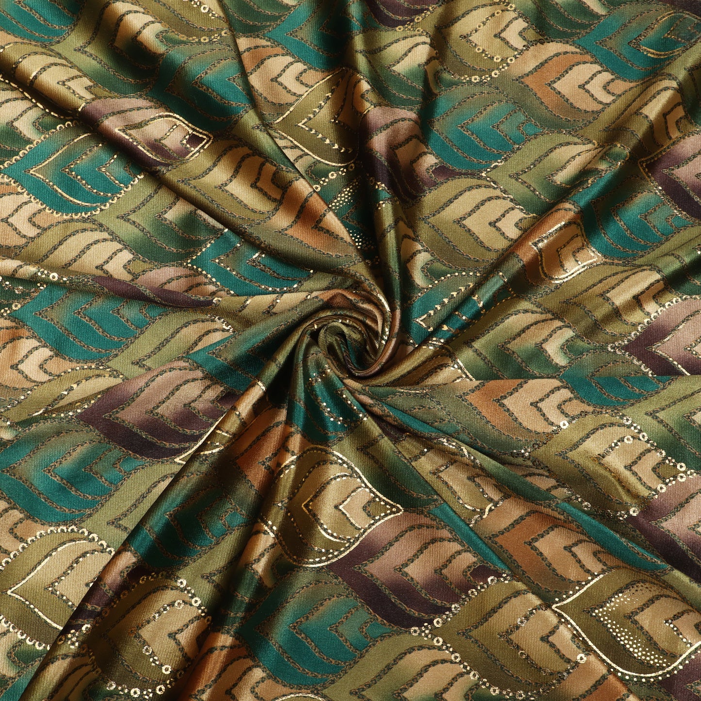 Leaves Design Brasso Velvet Fabric