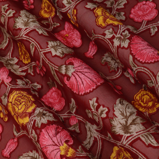 Floral Design Brasso Velvet Fabric