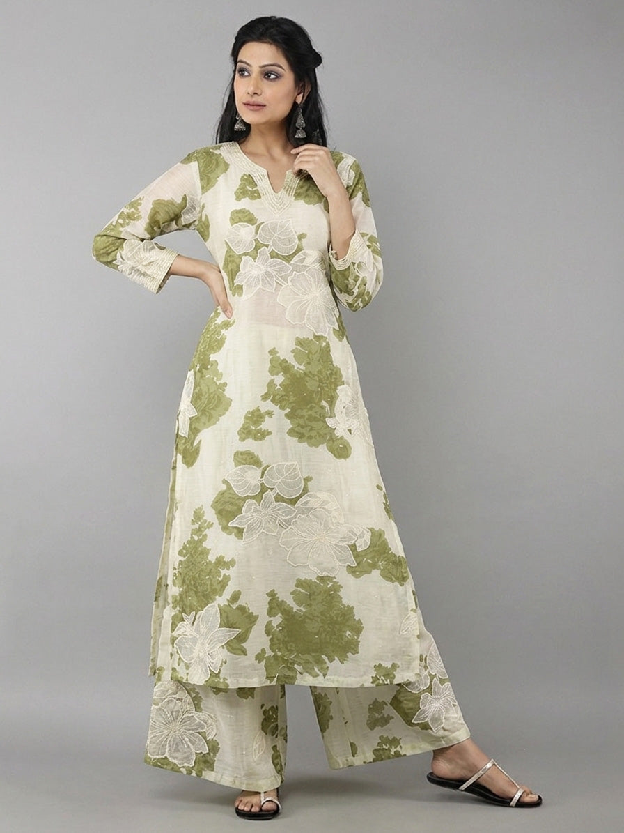 Mul Cotton Print Embroidery Fabric