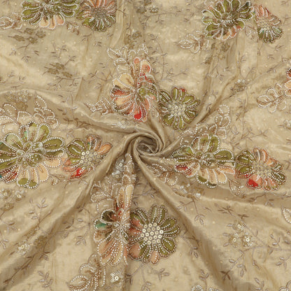Floral Sequins Tissue Embroidery Fabric