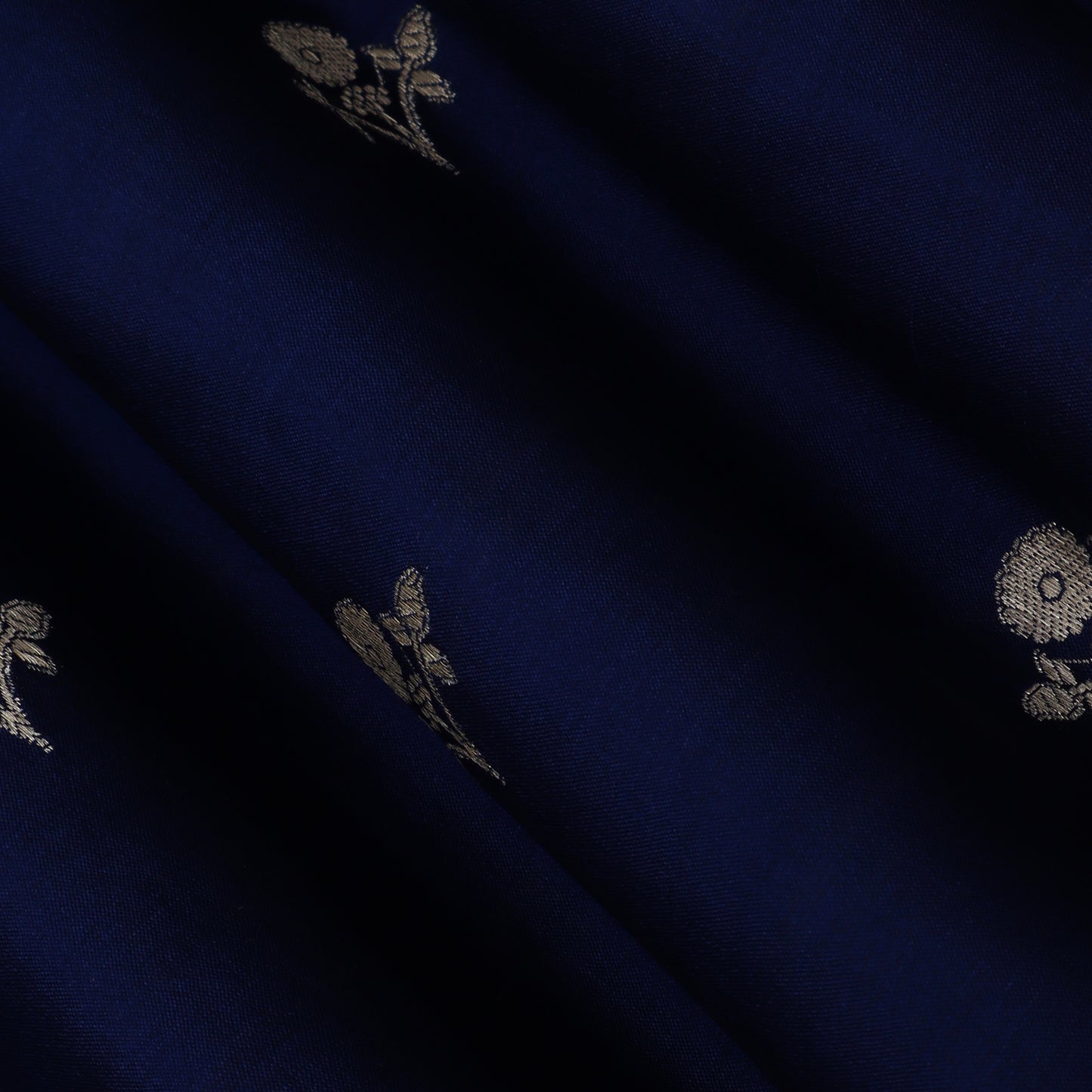 Navy Blue Color Munga Brocade Fabric