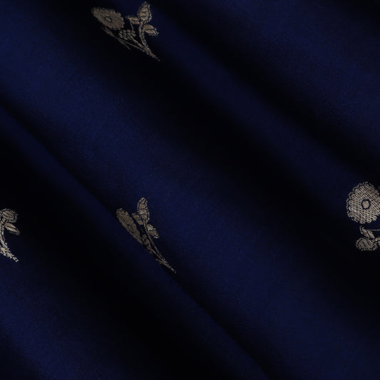 Navy Blue Color Munga Brocade Fabric