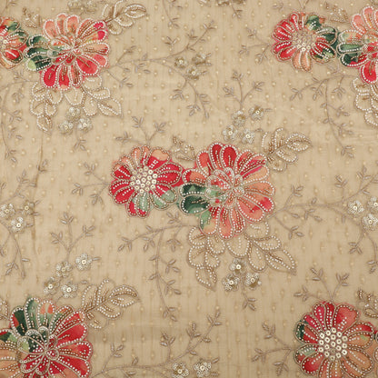 Floral Sequins Tissue Embroidery Fabric