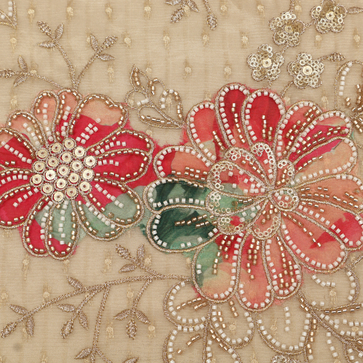 Floral Sequins Tissue Embroidery Fabric
