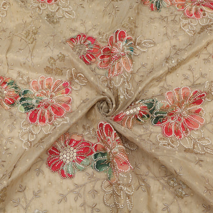 Floral Sequins Tissue Embroidery Fabric