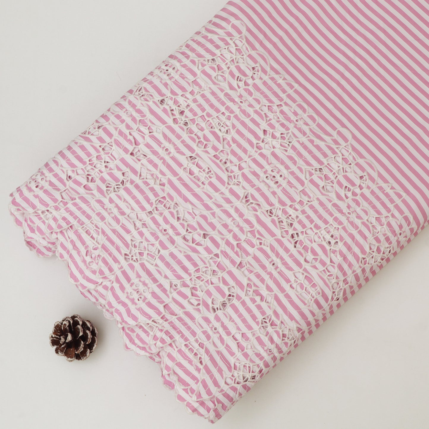 Cotton Stripe Embroidery Fabric