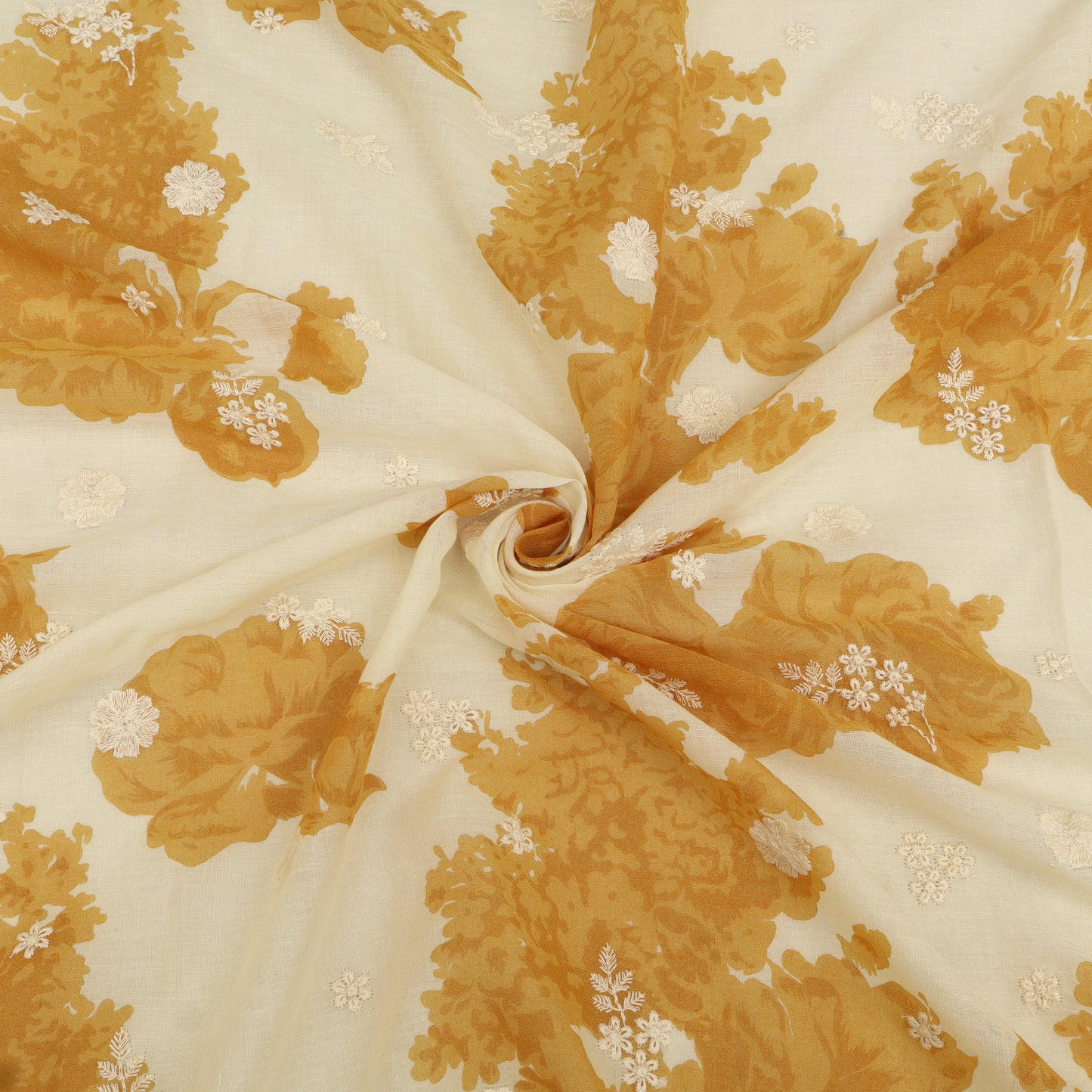 Mul Cotton Print Embroidery Fabric
