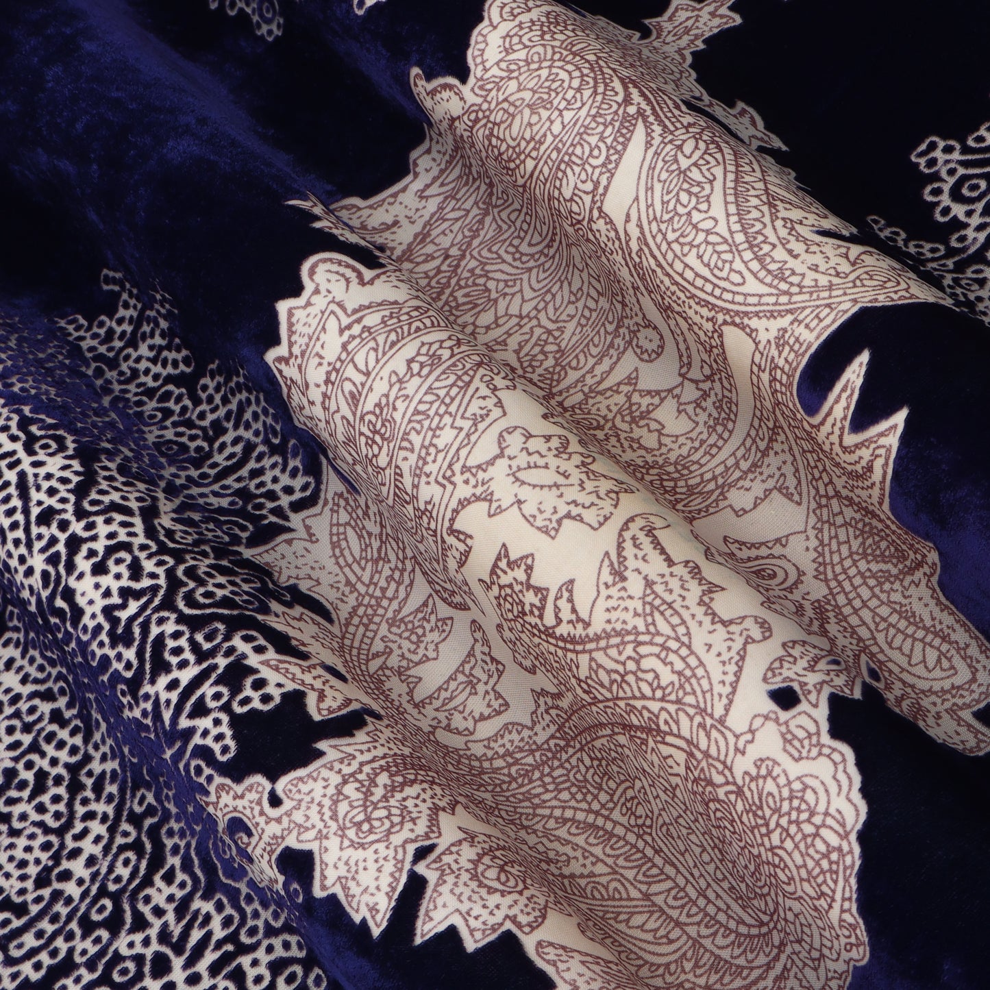 Brasso Velvet Fabric Dark Blue And Dark Purple