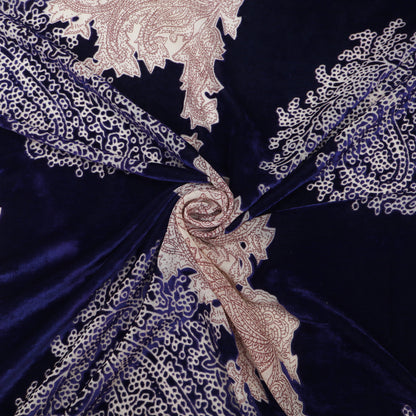 Brasso Velvet Fabric Dark Blue And Dark Purple