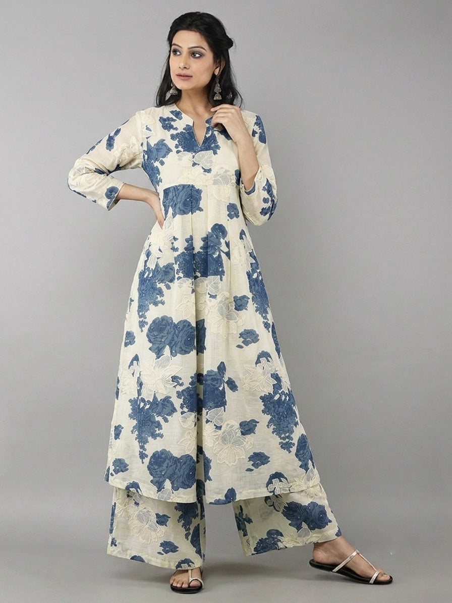 Mul Cotton Print Embroidery Fabric