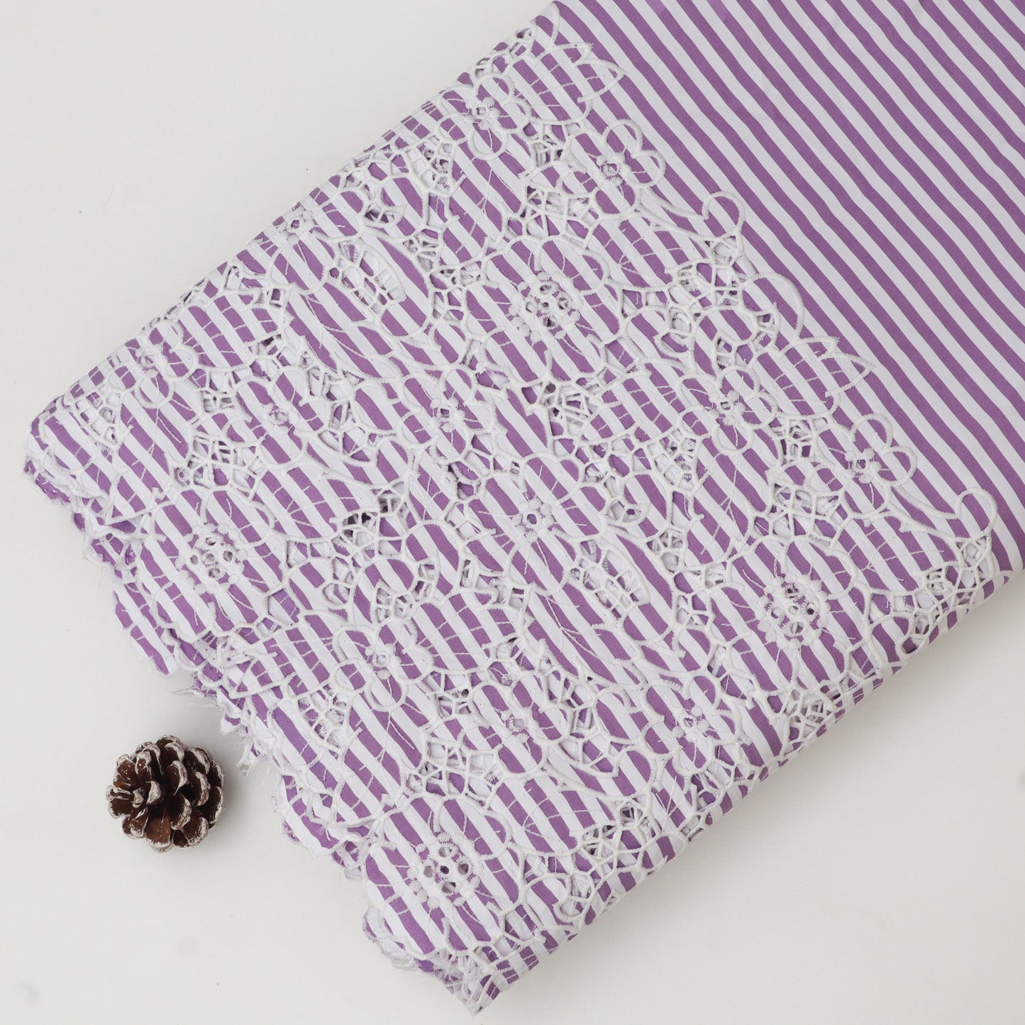 Cotton Stripe Embroidery Fabric