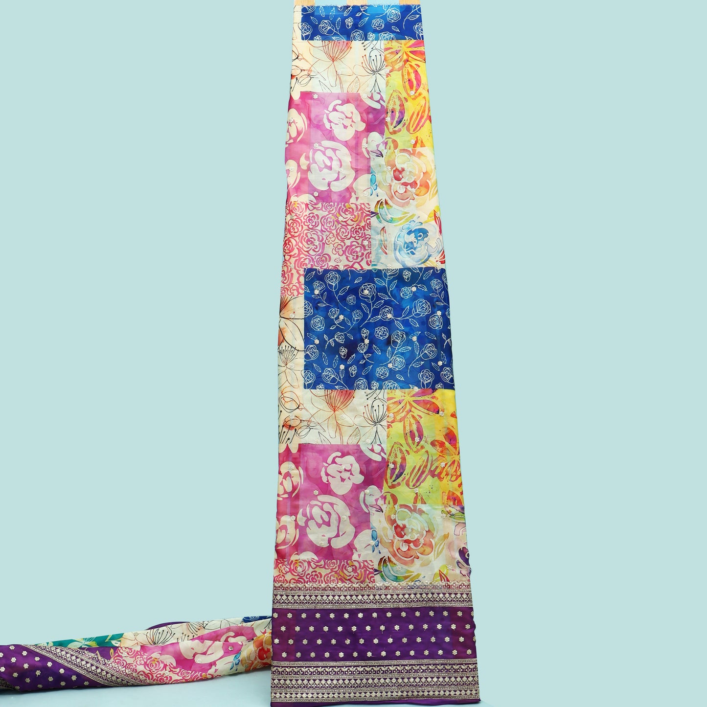 Multicolor Organza Print Embroidery Fabric