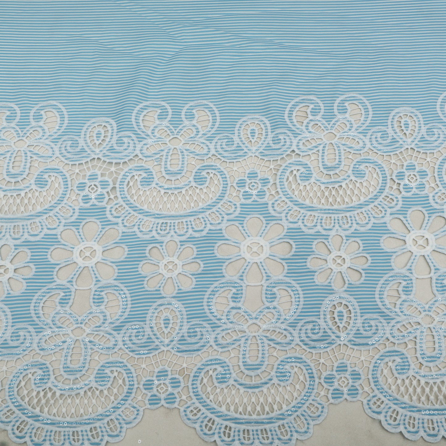 Cotton Stripe Embroidery Fabric