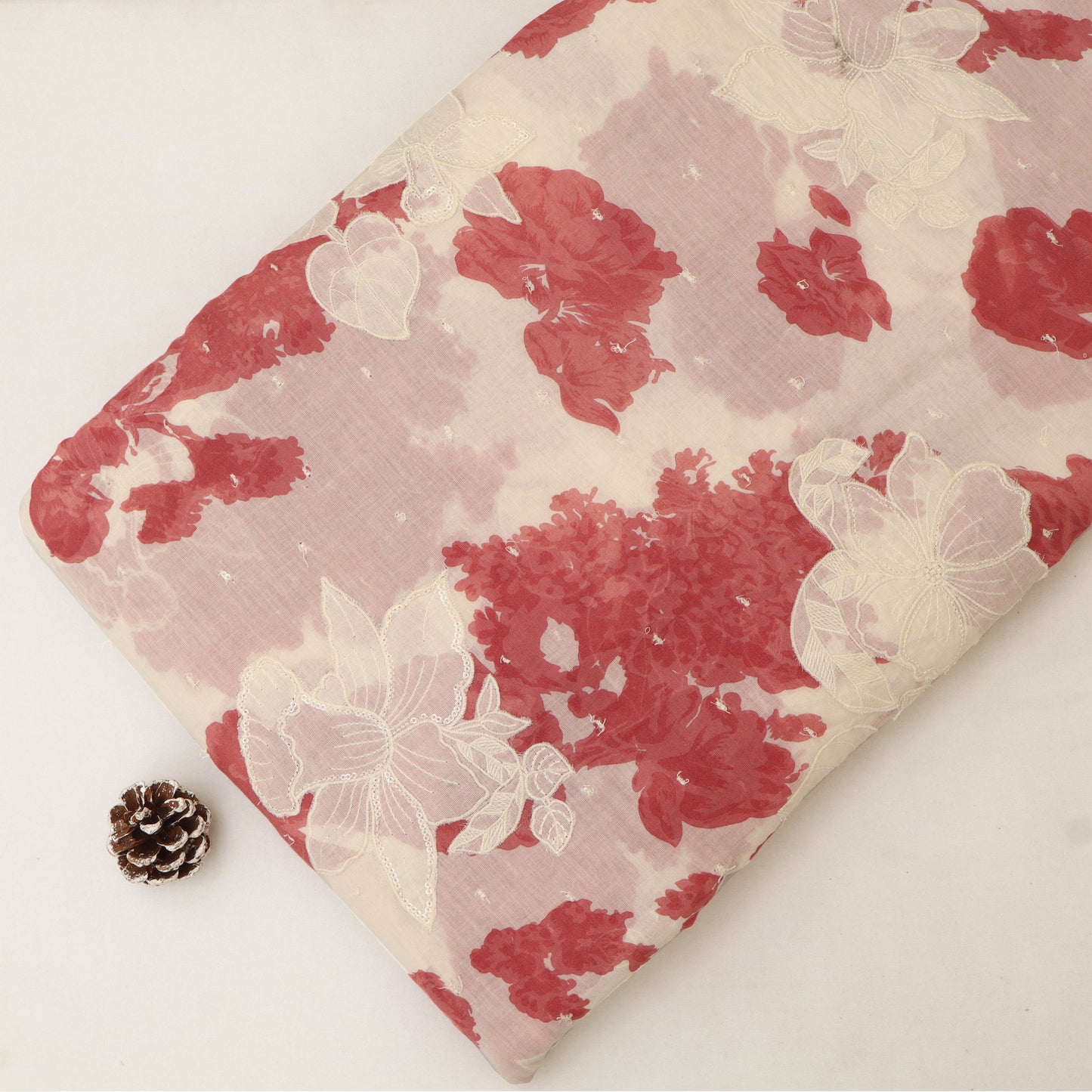 Mul Cotton Print Embroidery Fabric