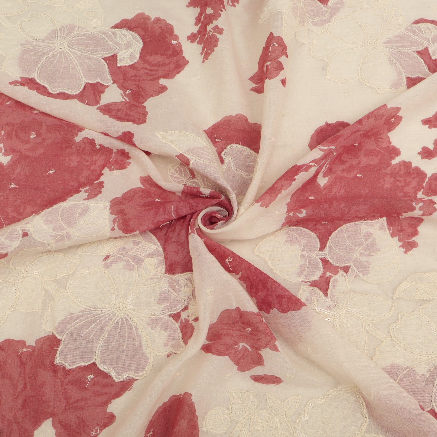 Mul Cotton Print Embroidery Fabric
