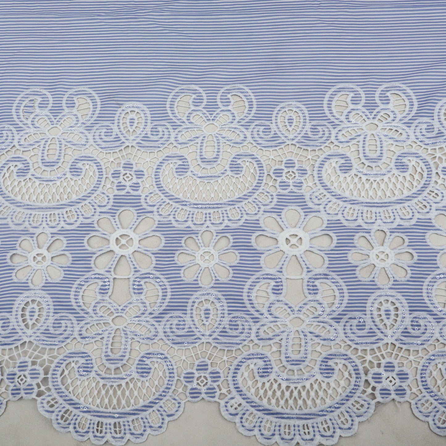 Cotton Stripe Embroidery Fabric