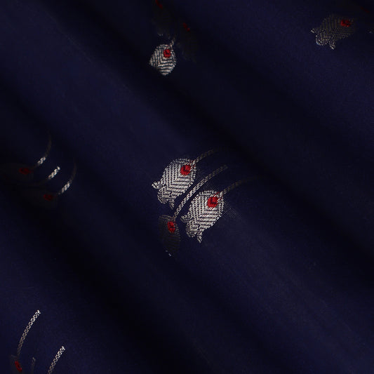 Navy Blue Color Munga Brocade Fabric