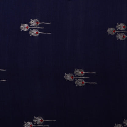 Navy Blue Color Munga Brocade Fabric