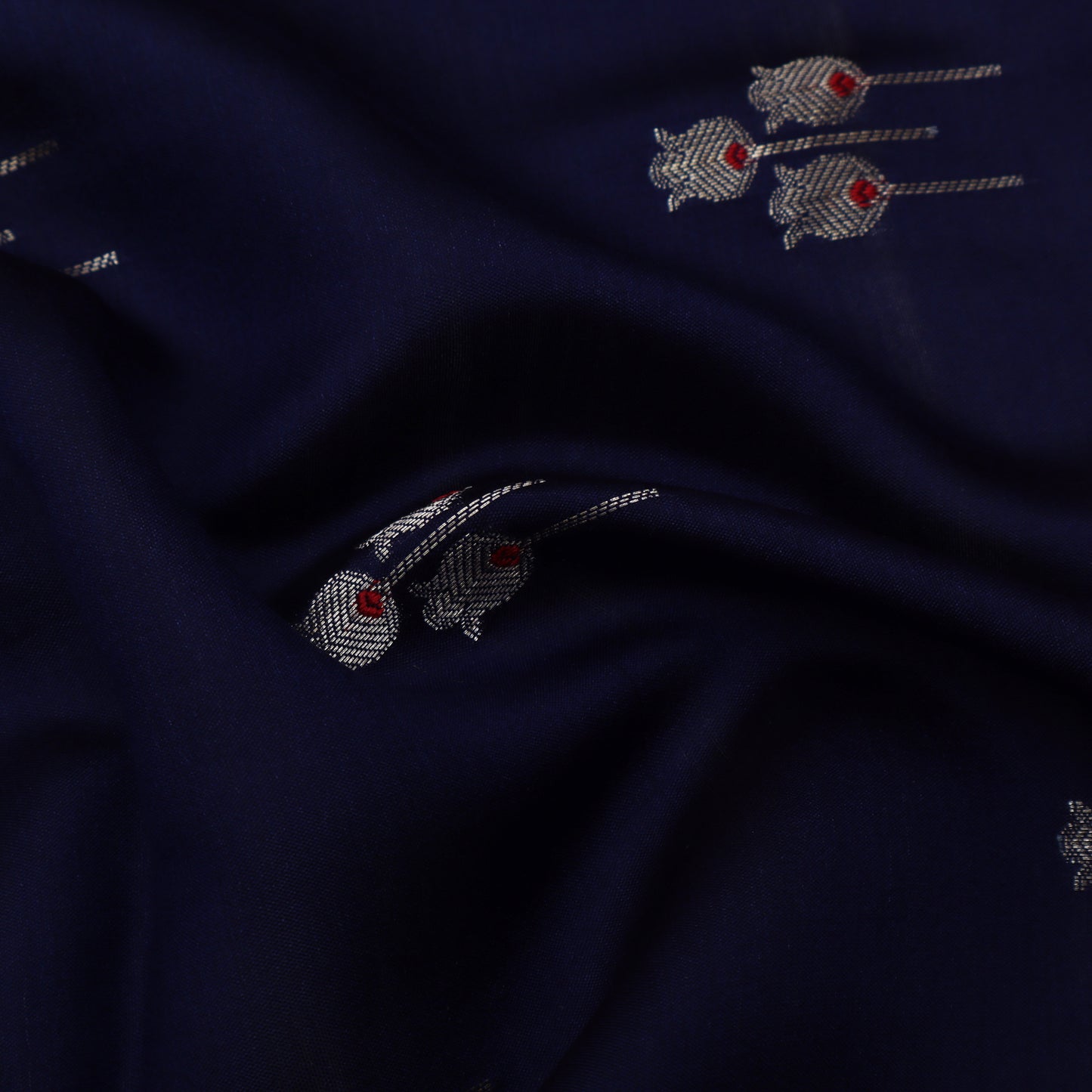 Navy Blue Color Munga Brocade Fabric