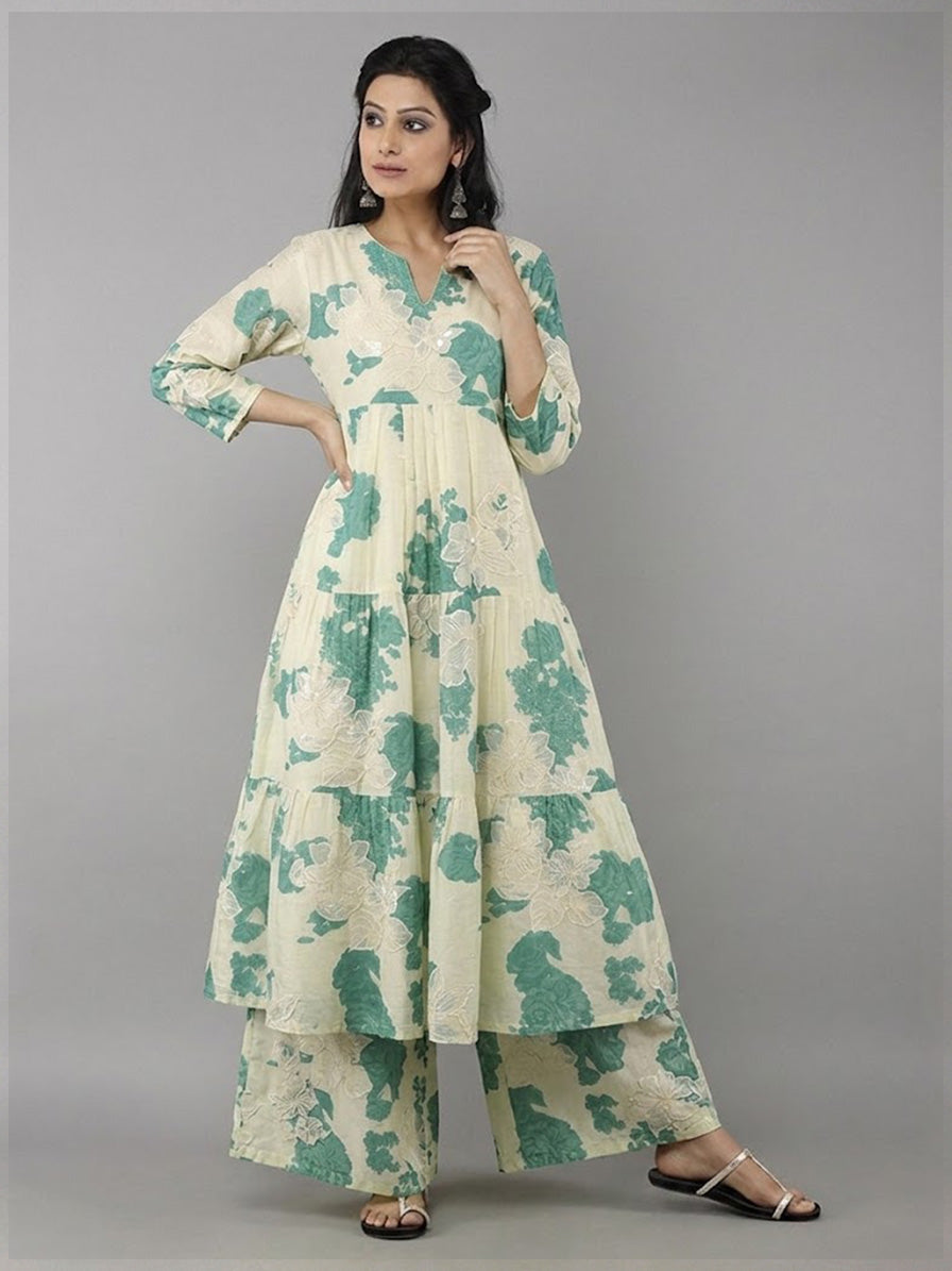 Mul Cotton Print Embroidery Fabric