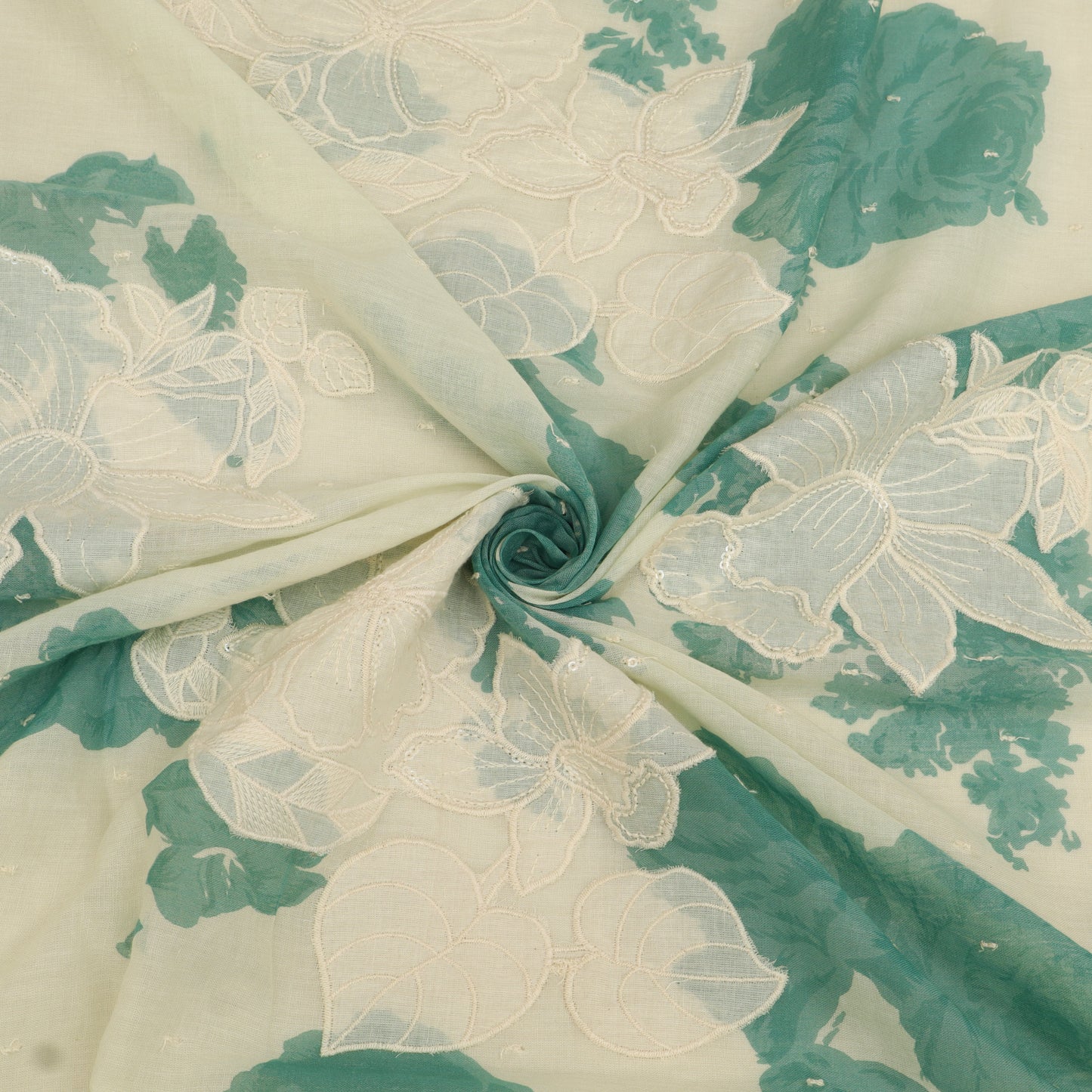 Mul Cotton Print Embroidery Fabric