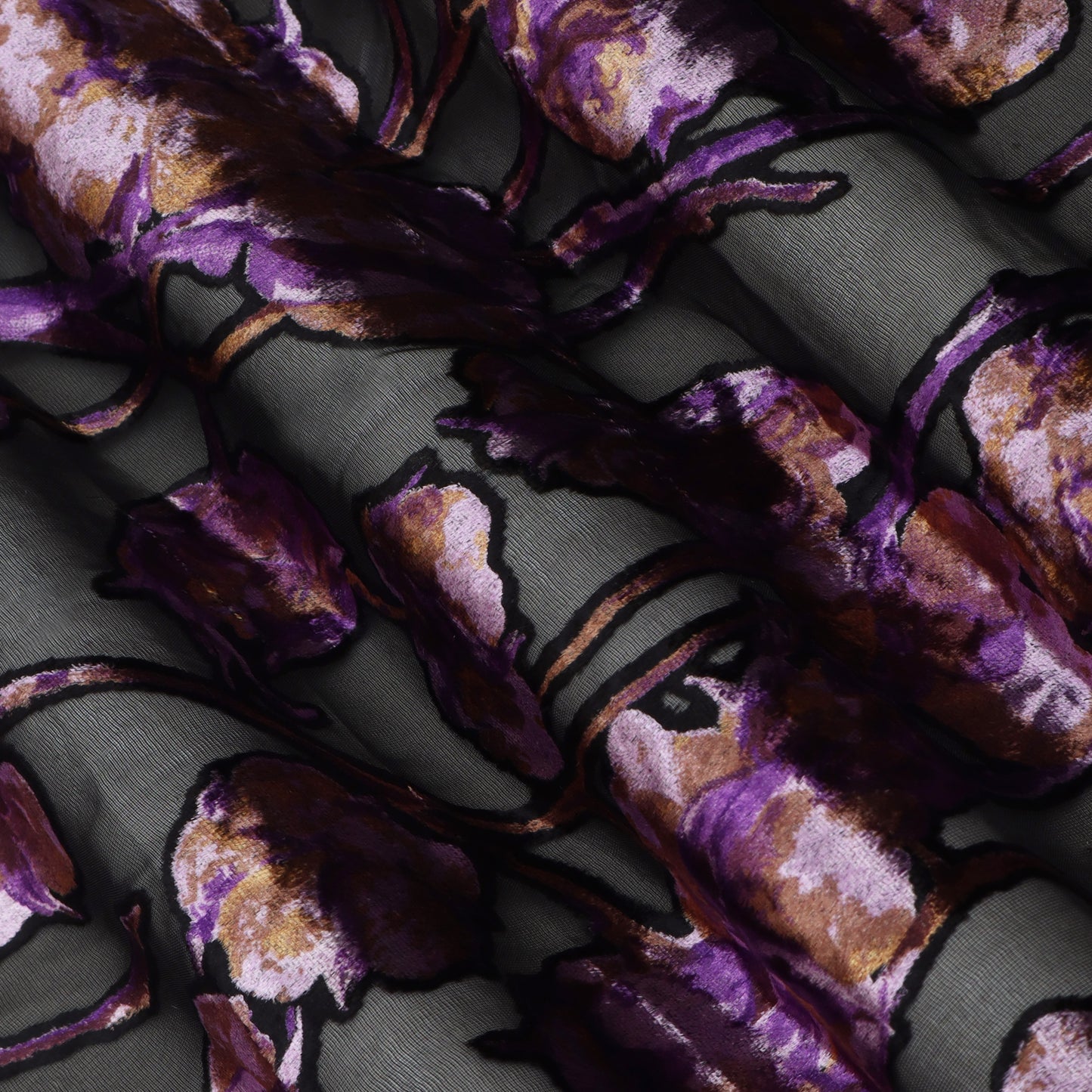 Purple Floral Touch Brasso Velvet Fabric