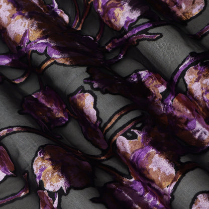 Purple Floral Touch Brasso Velvet Fabric