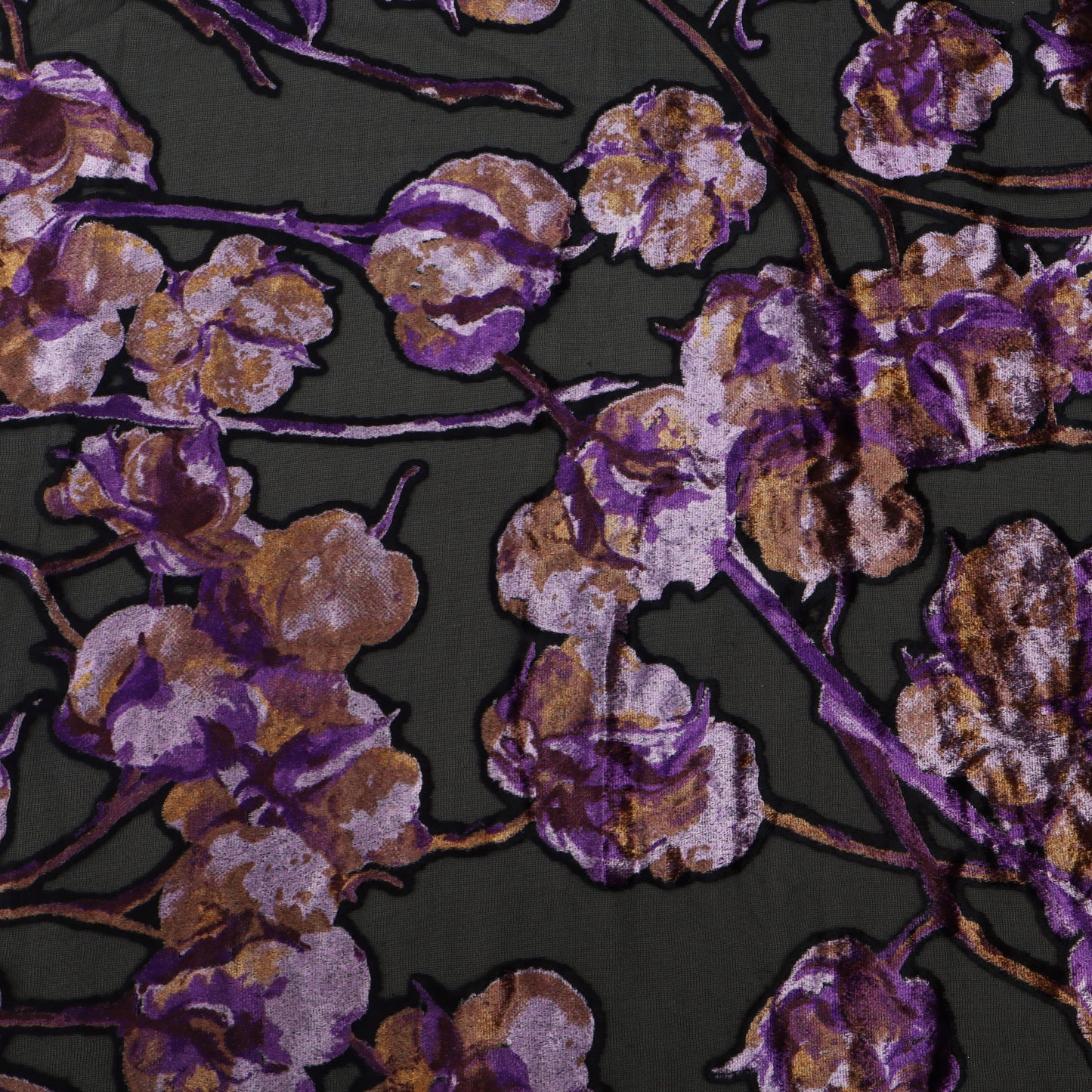Purple Floral Touch Brasso Velvet Fabric